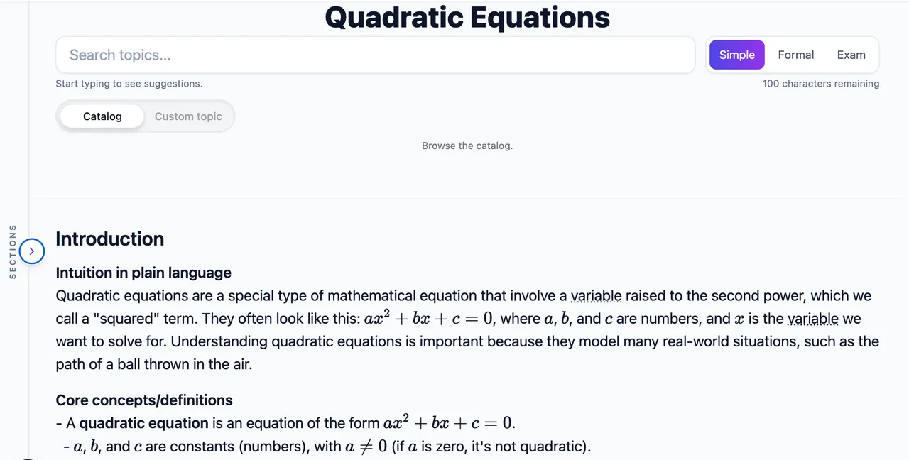 Explain a topic preview
